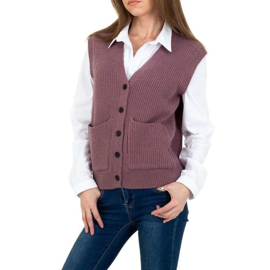 Lila mouwloze gilet in maille.