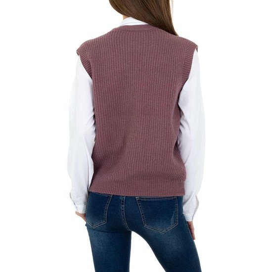 Lila mouwloze gilet in maille.