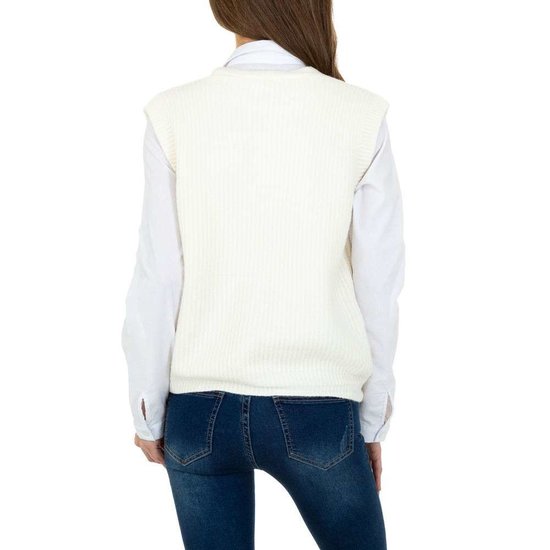 Witte mouwloze gilet in maille.