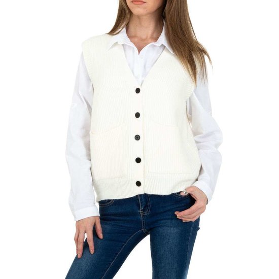 Witte mouwloze gilet in maille.