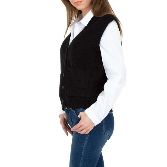 Zwarte mouwloze gilet in maille.