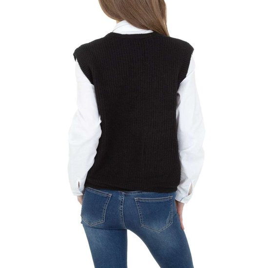 Zwarte mouwloze gilet in maille.