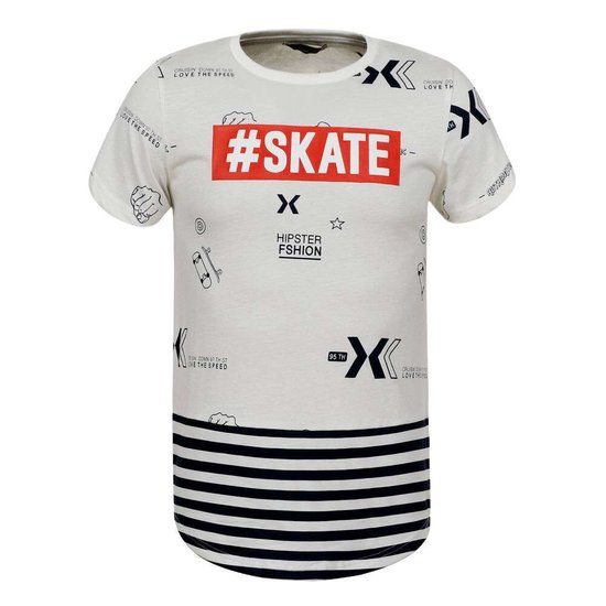 Witte jongens T-shirt met opschrift SKATE.
