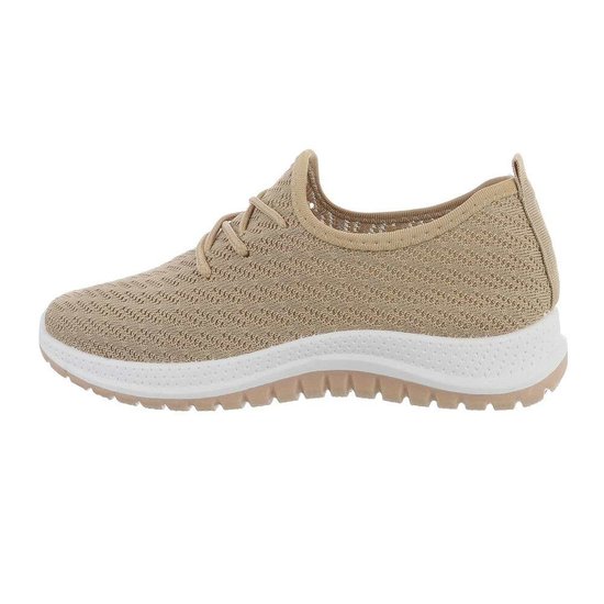 Beige lage textiel sneaker Martine.