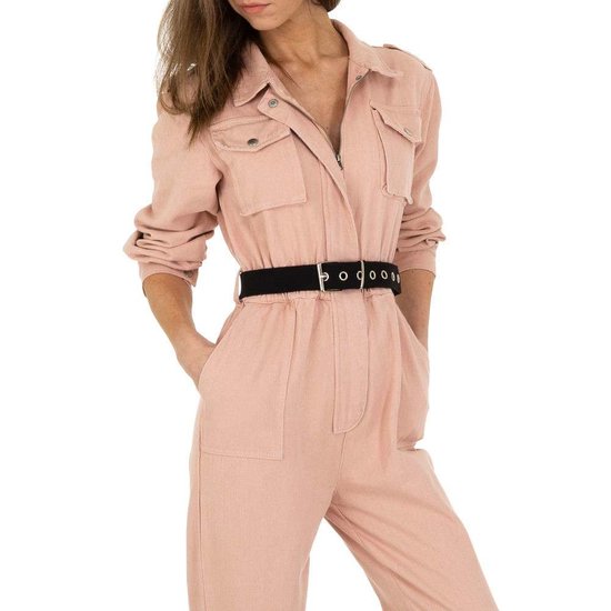 Hippe rose jeans jumpsuit.