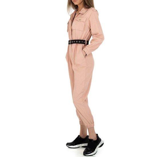 Hippe rose jeans jumpsuit.