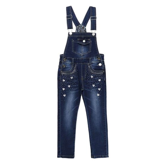 Meisjes jeans salopet met deco.