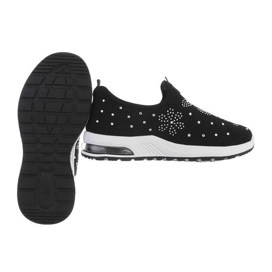 Lage zwarte meisjes textiel sneaker Elvire.