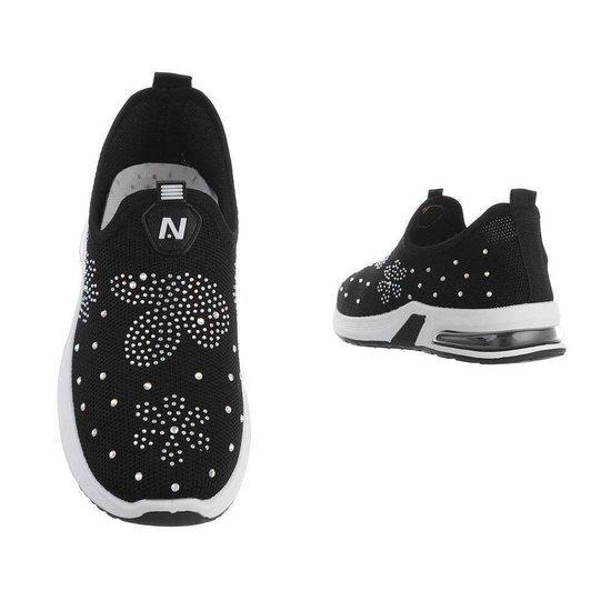 Lage zwarte meisjes textiel sneaker Elvire.