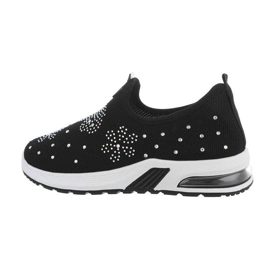 Lage zwarte meisjes textiel sneaker Elvire.