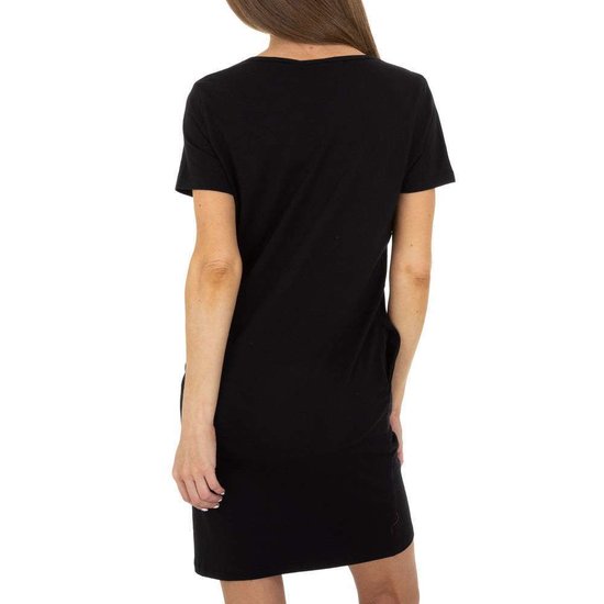 Hippe zwarte T-Shirt jurk.QUEEN