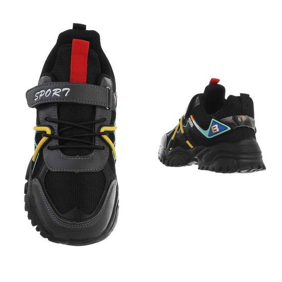 Trendy zwarte mix jongens sneaker Jaco.