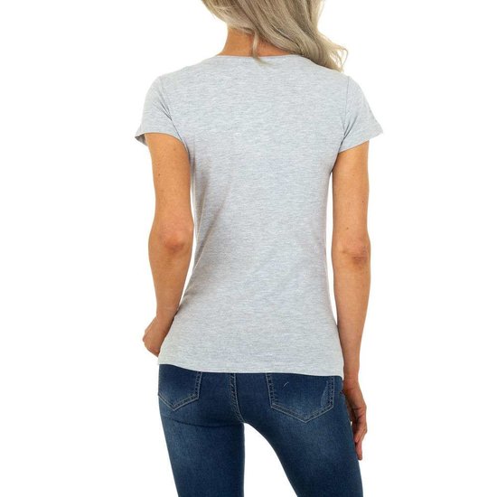 Trendy grijze T-shirt met fashion motief.