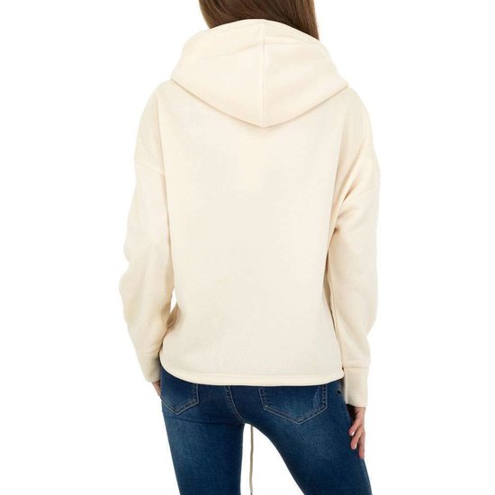 Trendy beige sweater/hoodie in sweatstof.
