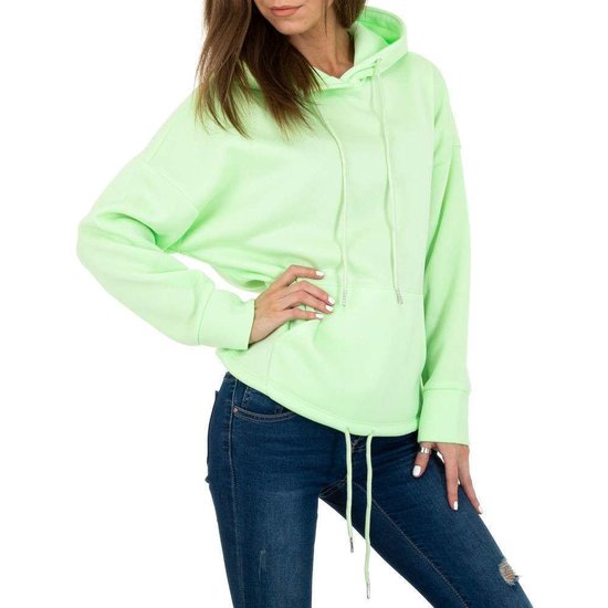 Trendy groene sweater/hoodie in sweatstof.