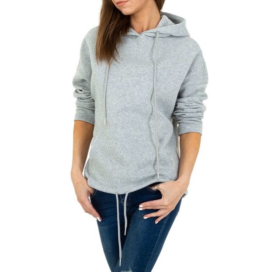 Trendy grijze sweater/hoodie in sweatstof.