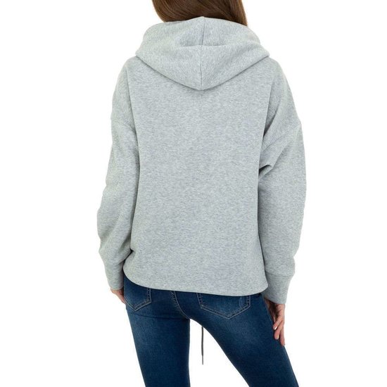 Trendy grijze sweater/hoodie in sweatstof.