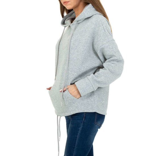 Trendy grijze sweater/hoodie in sweatstof.