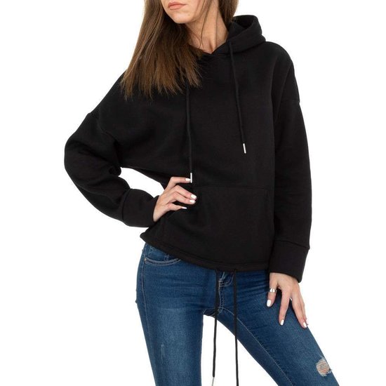 Trendy zwarte sweater/hoodie in sweatstof.SOLD OUT