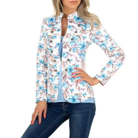 Trendy witte officiers blazer met bloemen print.SOLD OUT