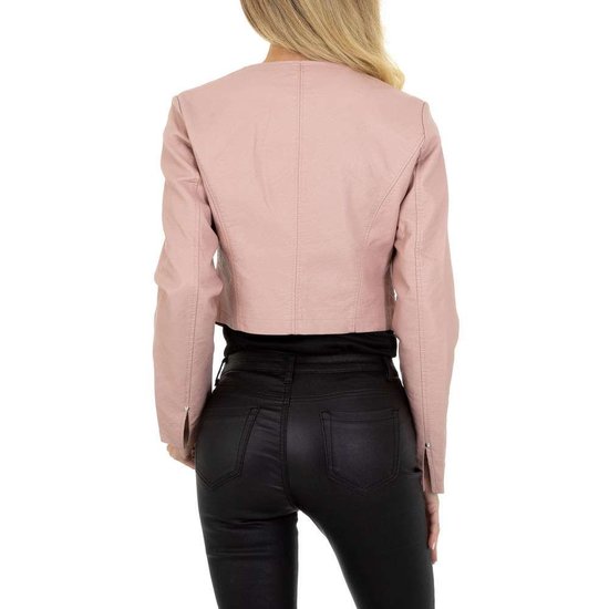Stylishe korte rose leatherlook jacket.