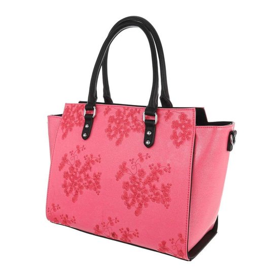 Trendy fuchsia shopperbag met decoratie.