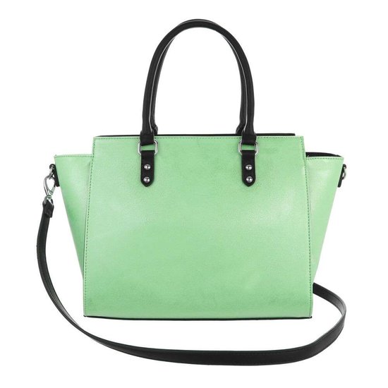Trendy groene shopperbag met decoratie.