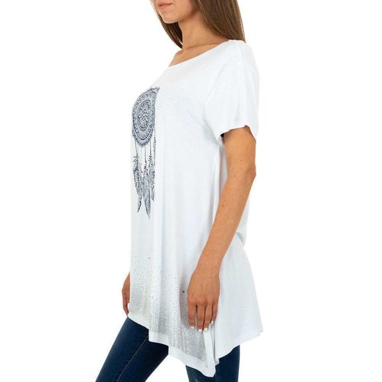 Witte oversized blouse met dreamcatcher en strass.