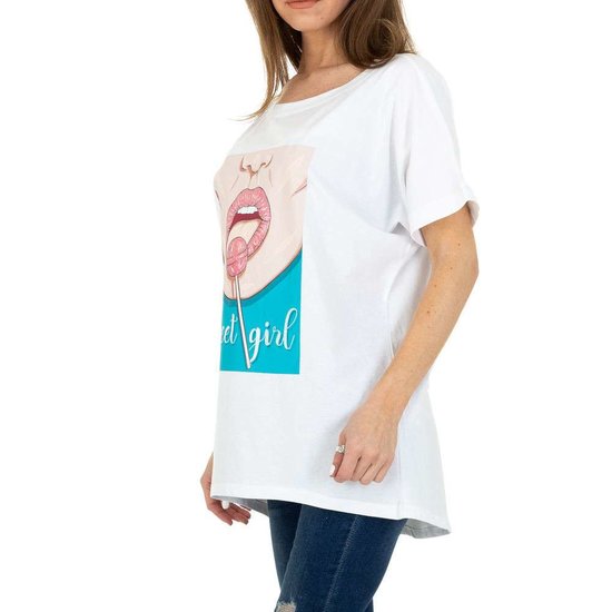 Trendy witte T-shirt met opschrift SWEET GIRL.