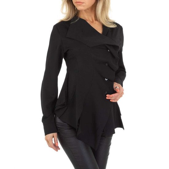 Elegante zwarte blouse met volants.