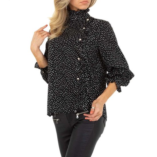 Elegante zwarte blouse met dots.
