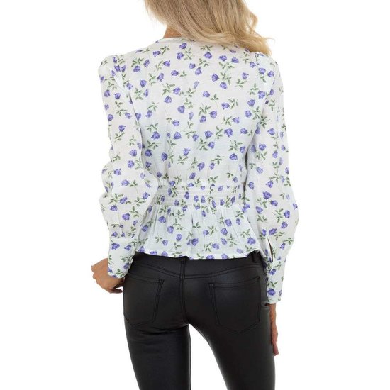Wit blouse hemd met lila floral motief