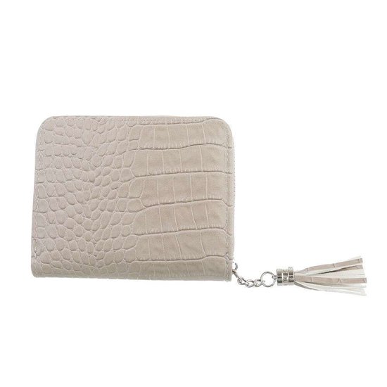 Kleine beige portemonnee.
