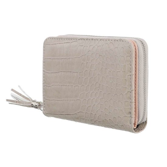 Kleine beige portemonnee.