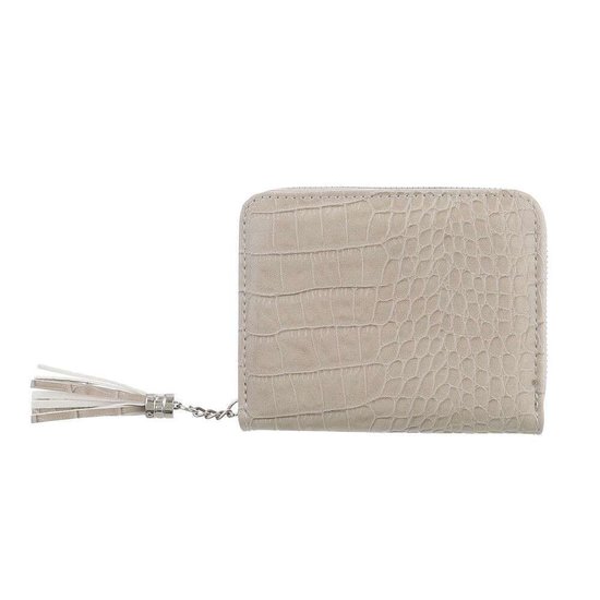 Kleine beige portemonnee.