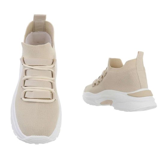 Trendy lage beige textiel sneaker Reza.