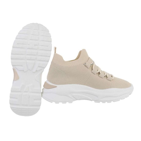 Trendy lage beige textiel sneaker Reza.