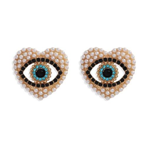 Gouden oorbellen met parels ,oog in het hart.