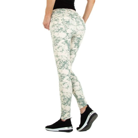 Fashion wit-groene mix broek.