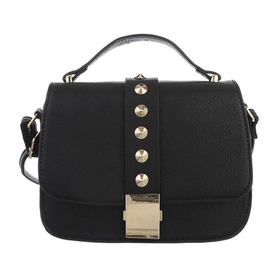 Kleine zwarte schoudertas met studs.