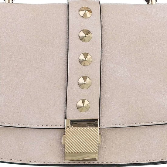 Kleine beige schoudertas met studs.