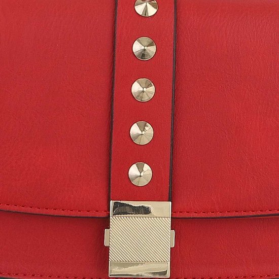 Kleine rode schoudertas met studs.
