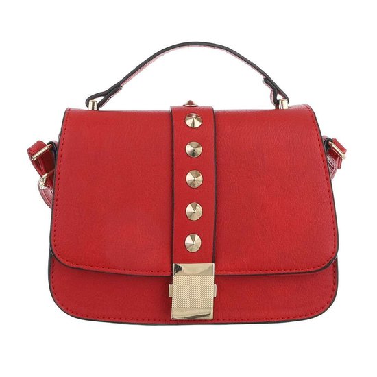 Kleine rode schoudertas met studs.