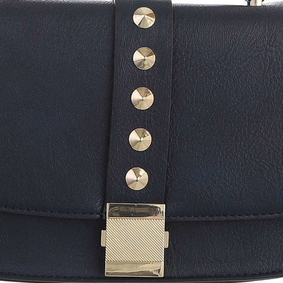 Kleine donker blauwe schoudertas met studs.