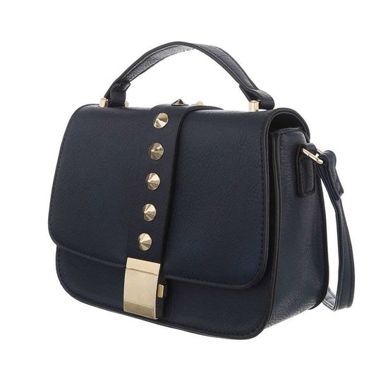 Kleine donker blauwe schoudertas met studs.