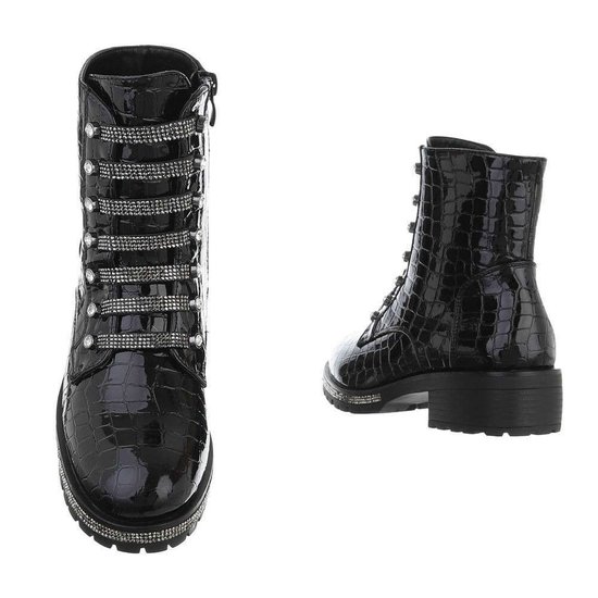 Zwarte lak boot Sidi met print.