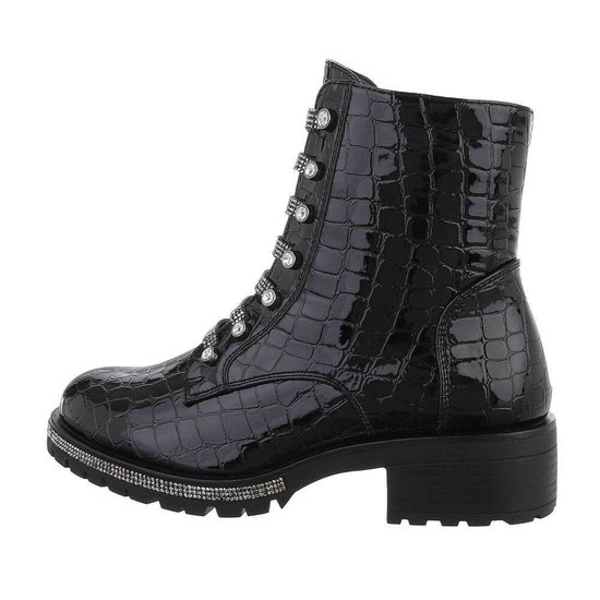 Zwarte lak boot Sidi met print.
