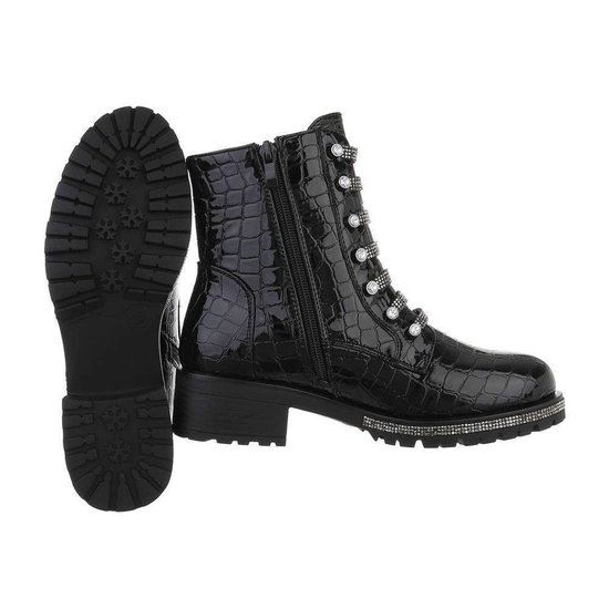 Zwarte lak boot Sidi met print.