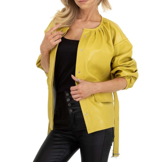 Gele biker leatherlook vest.