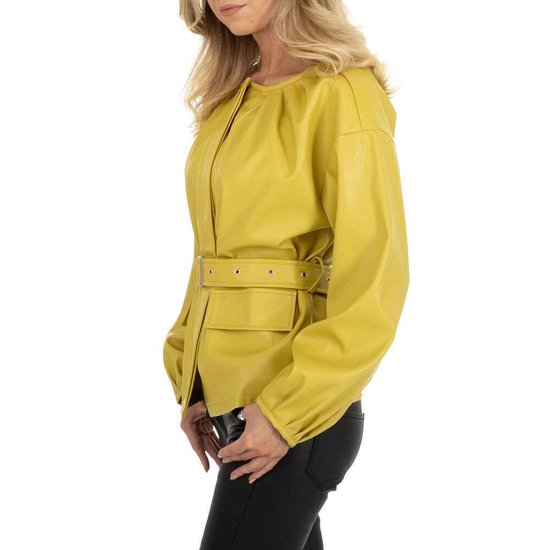 Gele biker leatherlook vest.